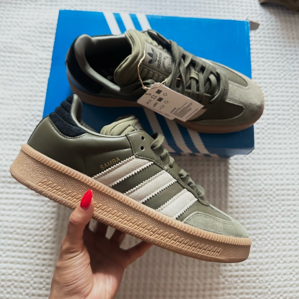 Adidas Samba Green and White Sneakers